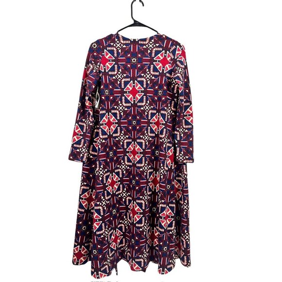 LuLaRoe Sarah Women's Navy Blue & Burgundy Long Cardigan - Picture 2 of 7